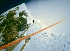 Anatoli Boukreev approaches Everest's Hillary Step on May 10, 1996.