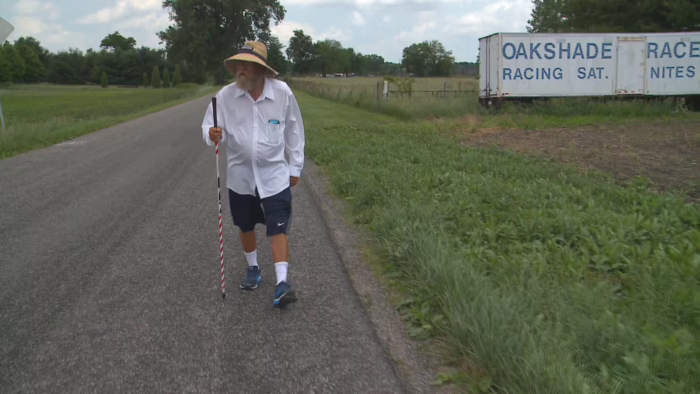 Gary Cantrell in 2018 during a transcontinental walk across the United States