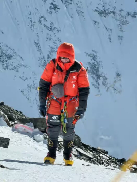 Saulius Damulevicius walks in Camp 4 on Everest.