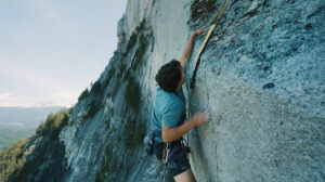 a young man climbing