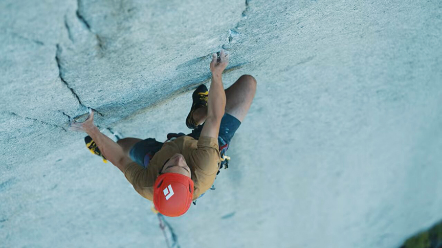 climber on overhang