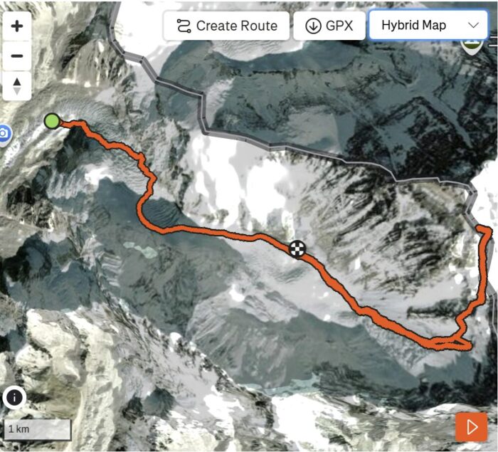 Tyller Andrews' Everest FKT attempt on May 22-23 on Strava.