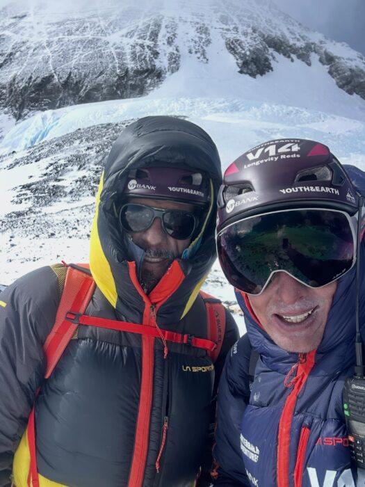 Nico Miranda and Karl Egloff with mountaineering clothes. 