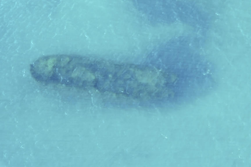 sunken ship from the air