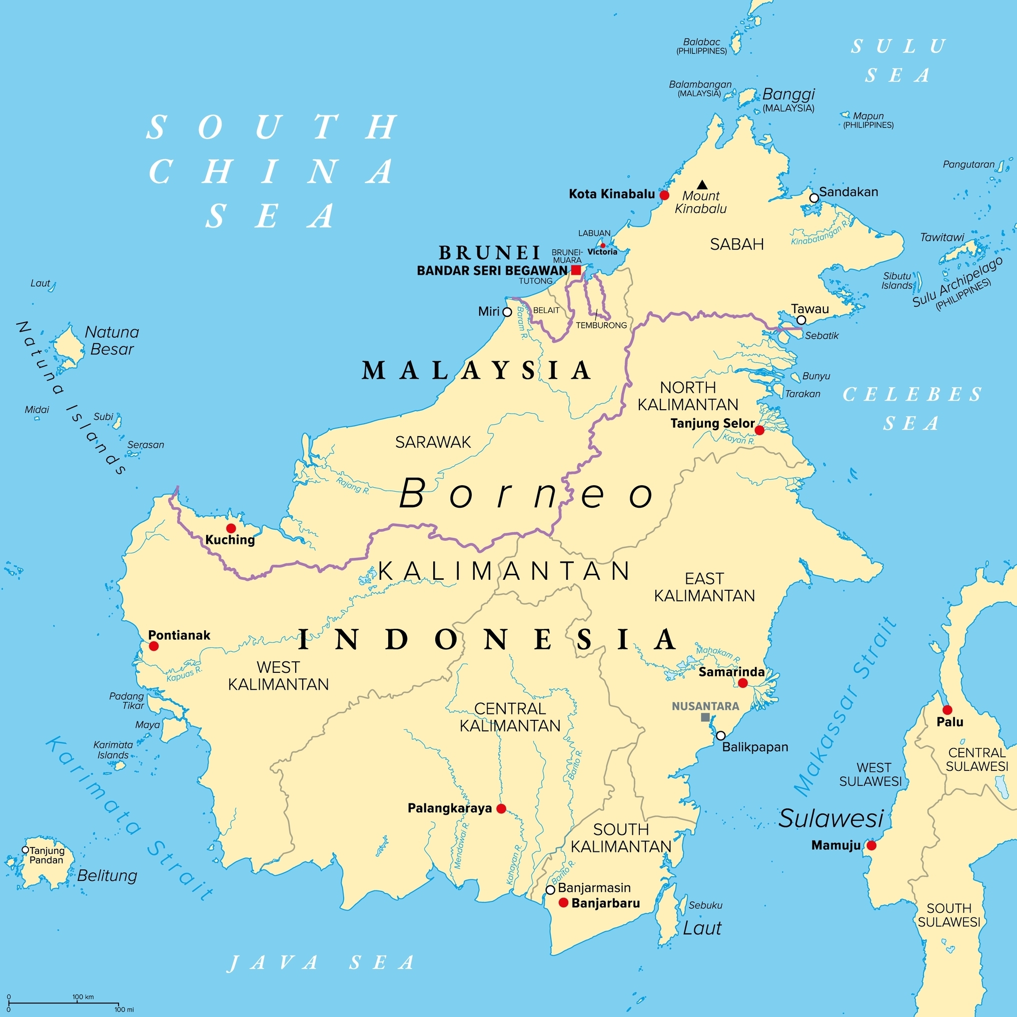 A map of Borneo.