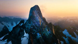 a jut of rock against the sunset