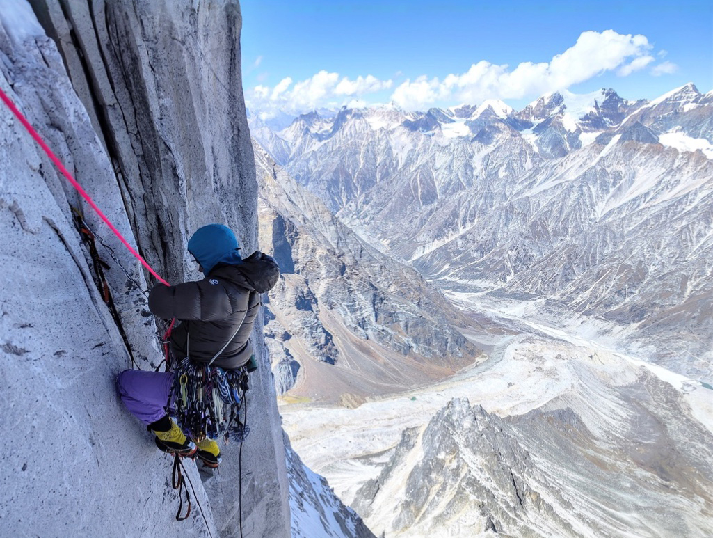 climber on vertical wall