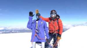 Pemba (left), on the summit of Chimborazo.