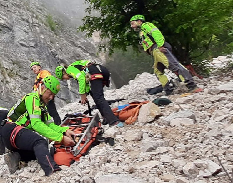 Rescuers at the scene of the accident on Pasubio.