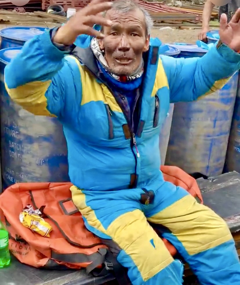Hillary Dawa Sherpa, right after his incredible solo descent from Everest. 