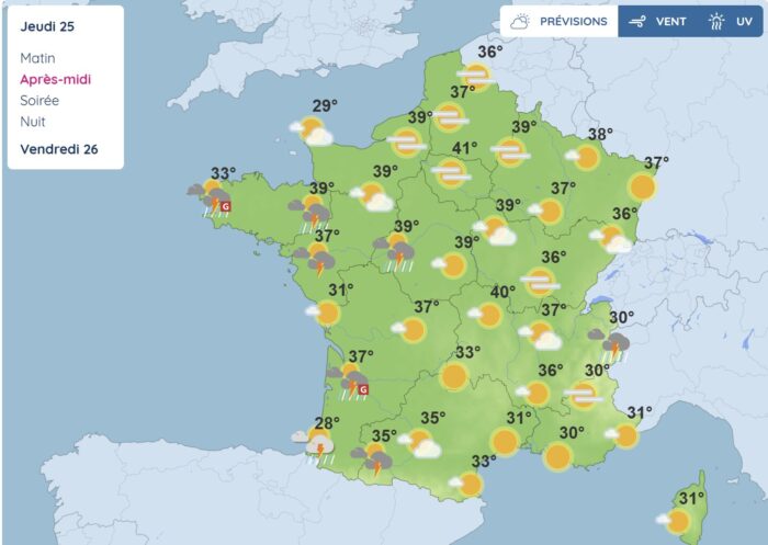 Weather forecast for France. 