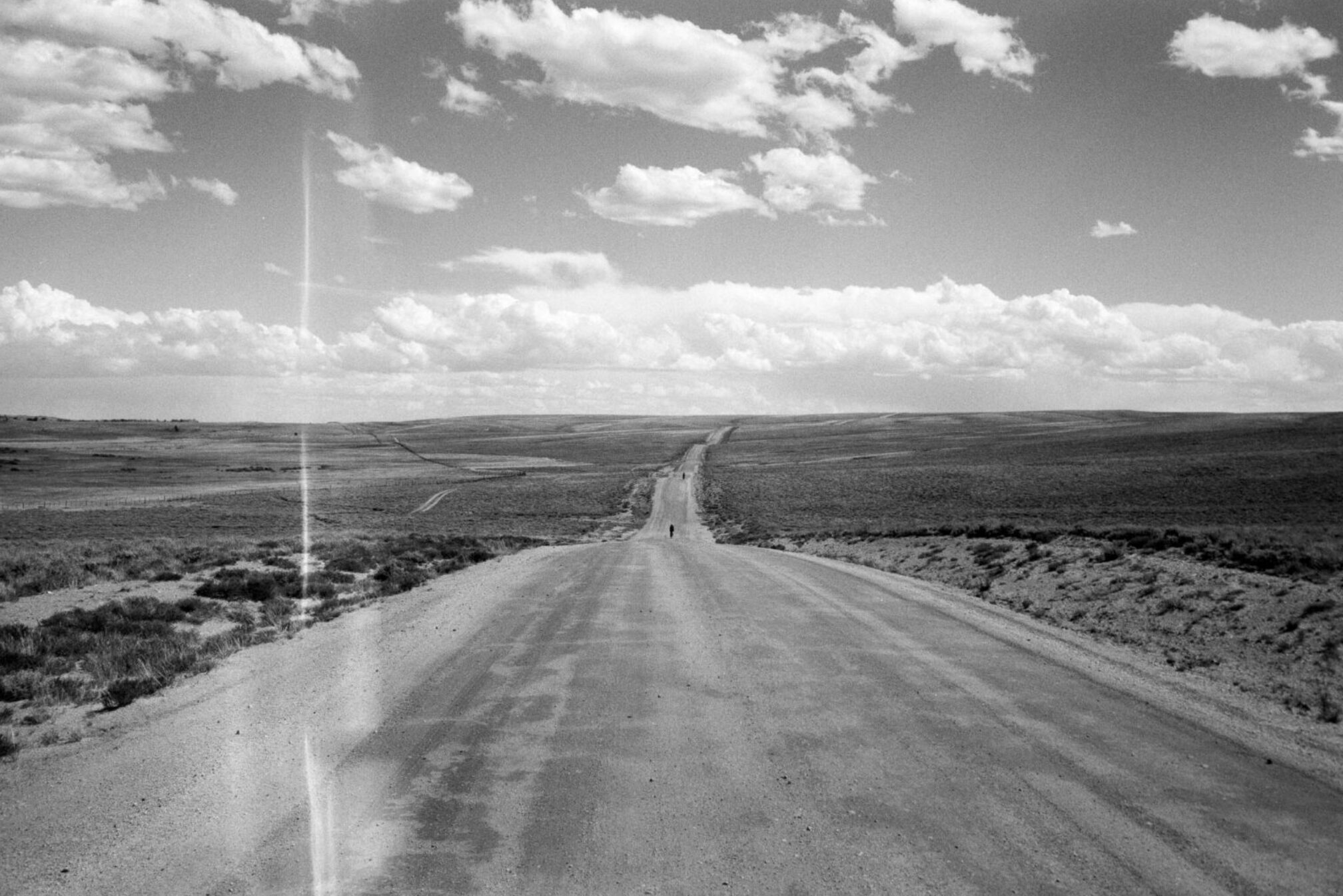 black and white landscape of road