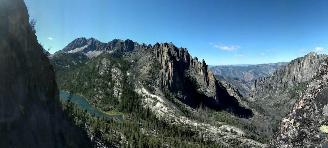 Panoramic view of the crags above both sides of Ship Island Creek. Photo: Cody Goldberg