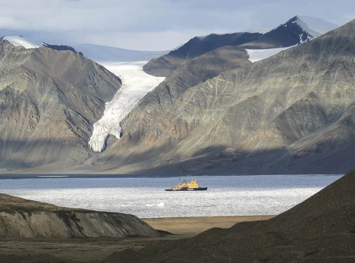 An icebreaker in Tanquary Fiord, Ellesmere Island
