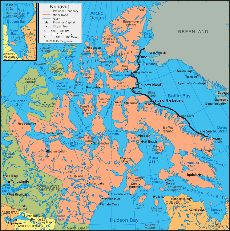map of the Qidtlarssuaq migration.