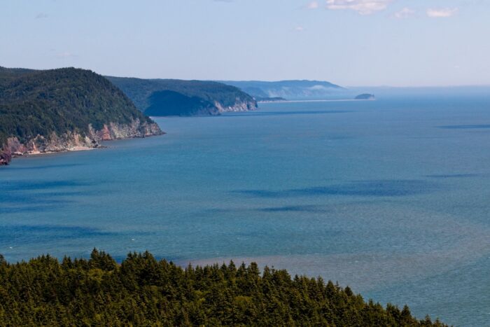 A view of the Bay of Fundy coastline from a lookout, Nova Scotia, Canada