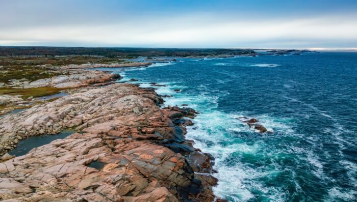Rocky Shore on the Atlantic Ocean. Nova Scotia, Canada.