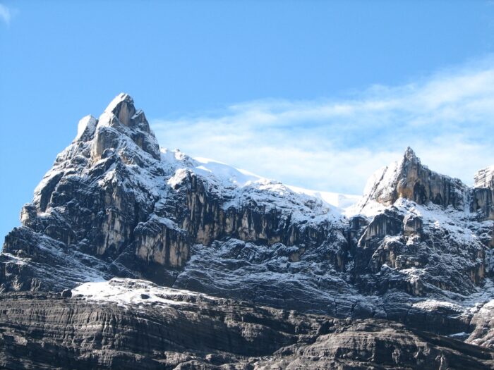 Cartensz Pyramid covered in a dusting of snow