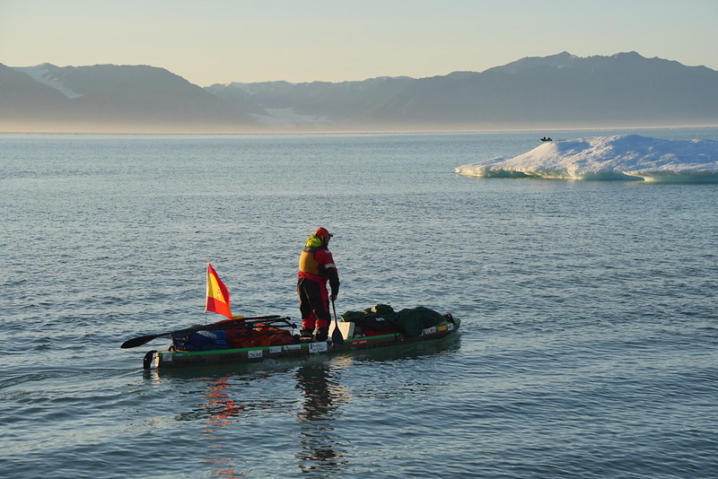 Antonio De la Rosa on his prototype stand-up paddle board.
