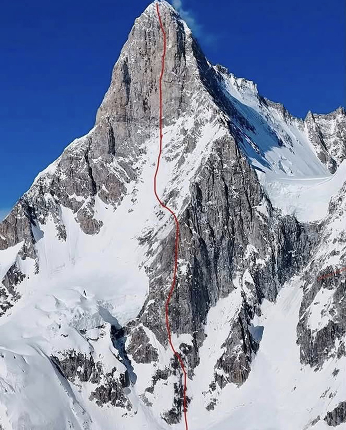 climbing route on spire