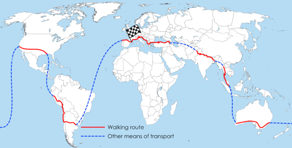 Enric Luzan's route across the world.
