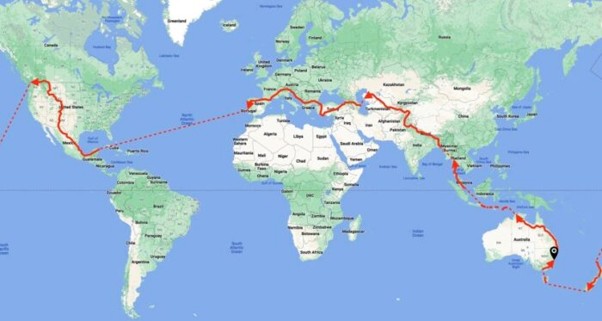 Alexander Campbell's planned route.