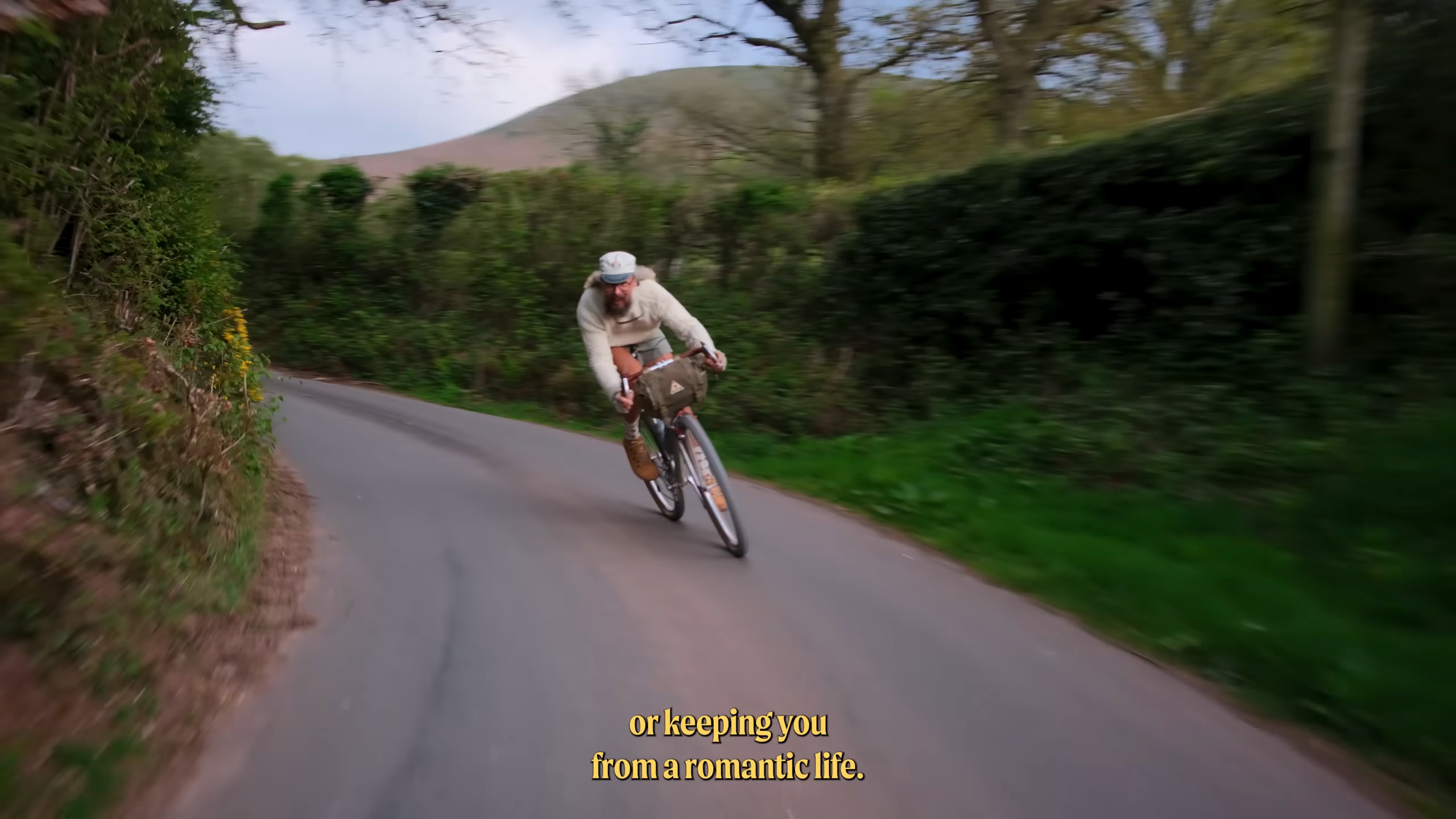 A man bicycling
