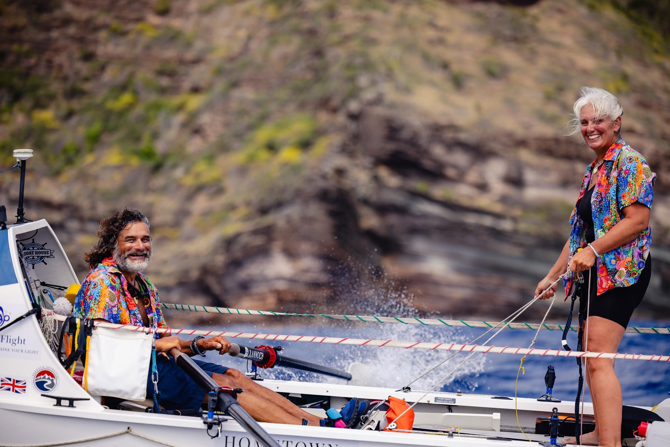 Dawn Smith and Paul Lore in their boat.