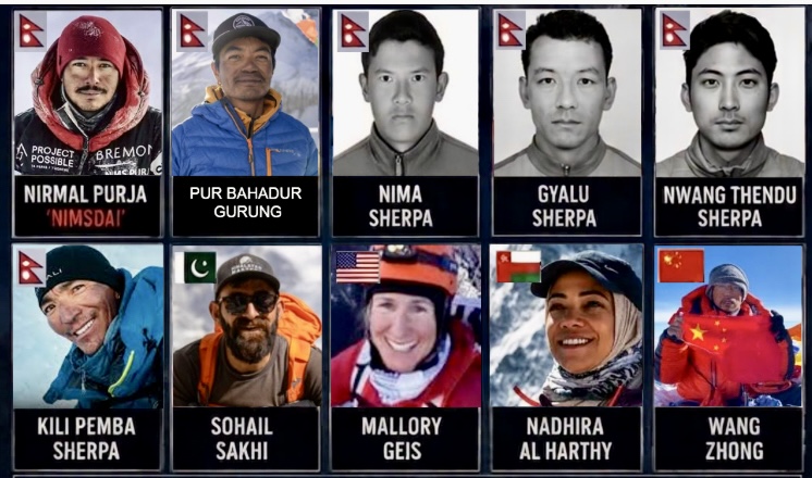 The ten climbers who lost their lives in the deadly avalanche of July 30, 2026. 