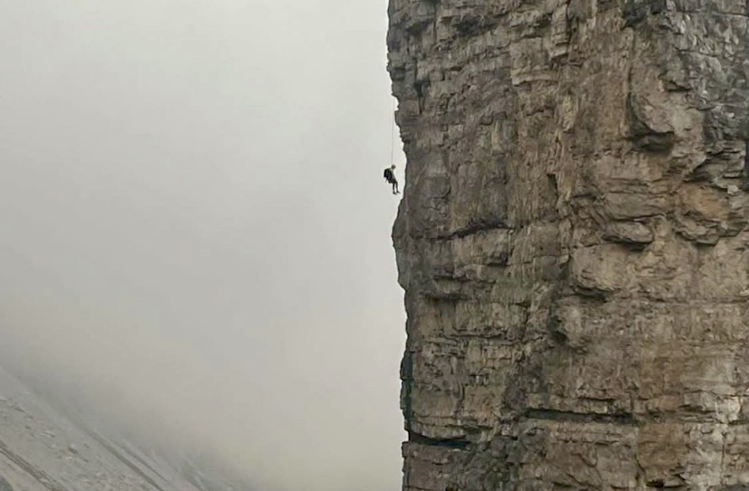 The Italian climber stuck mid-air.
