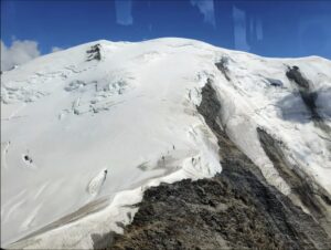 Mont Blanc summit area with no fresh snow.