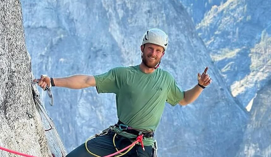 bearded climber gives thumbs up
