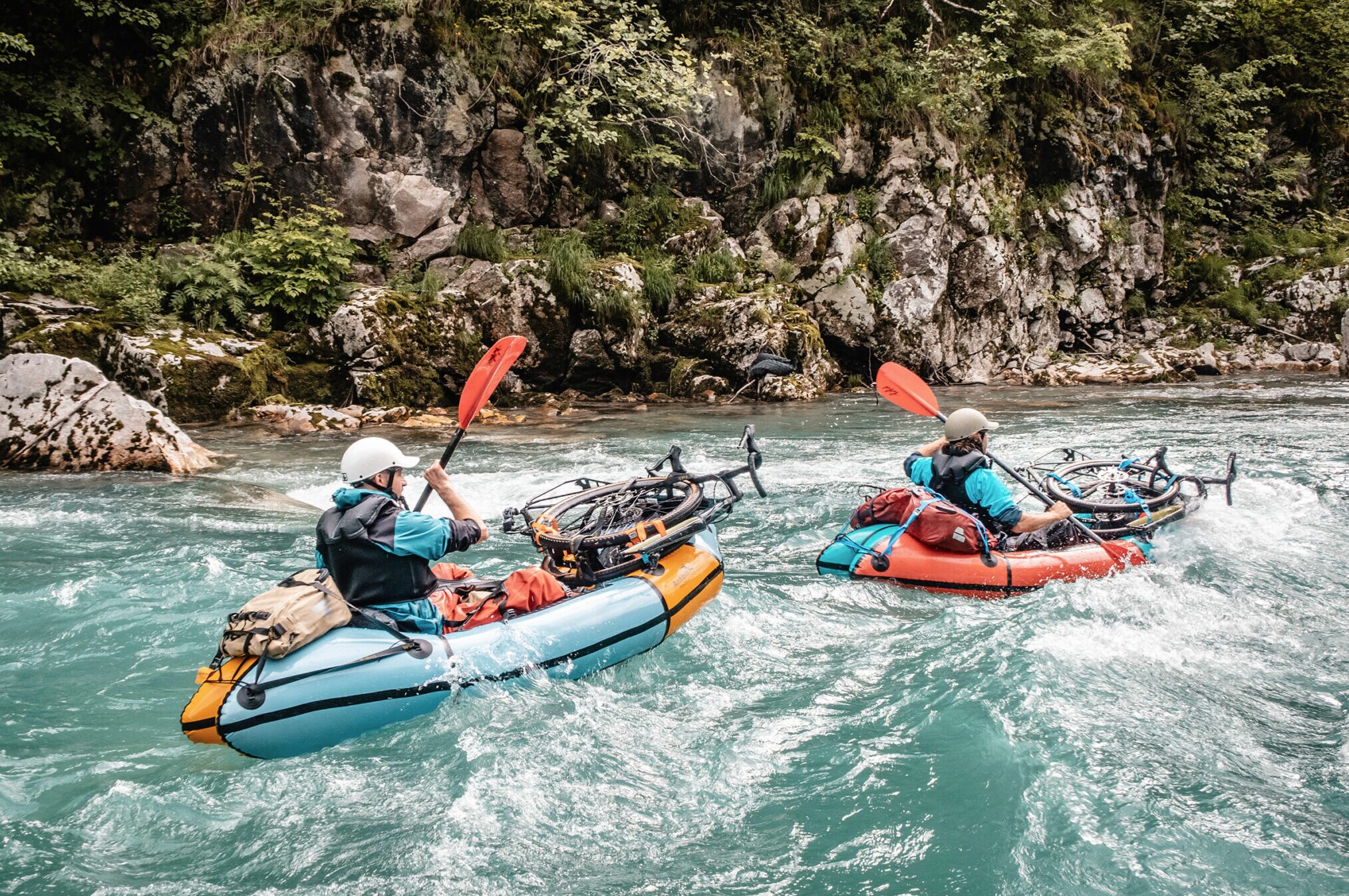 Gerhard Czerner and Xaver Frieser bikeraft down the Tara River