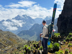 An engineer/mountaineer looks out over Mt. Rwenzori during a recent Ski Club Uganda expedition.
