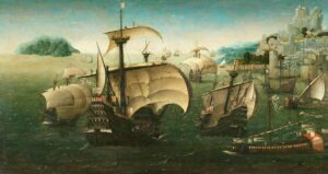 Painting of 16th century carracks