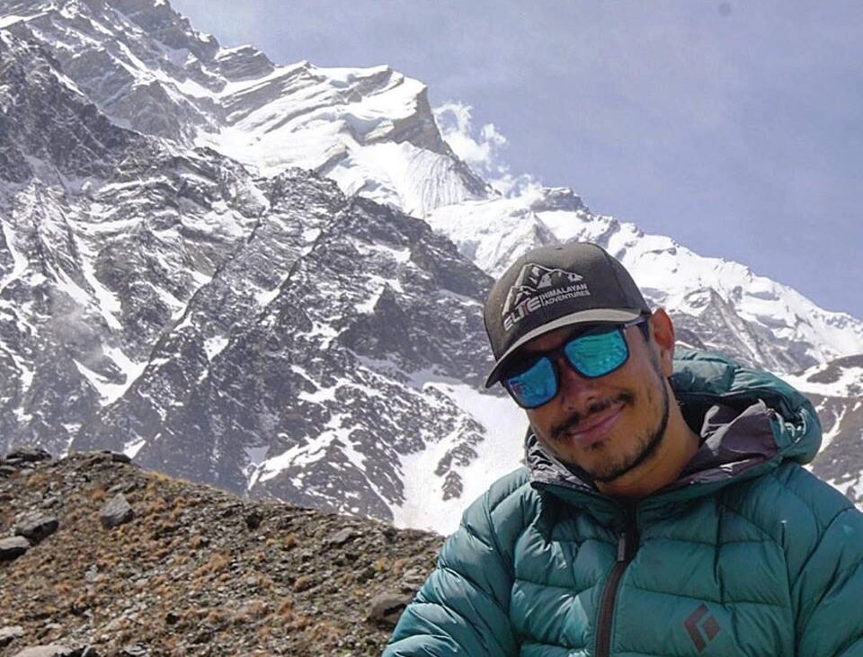 Nirmal Purja in front of Annapurna before he climbed the mountain for the first time on April 23, 2019.
