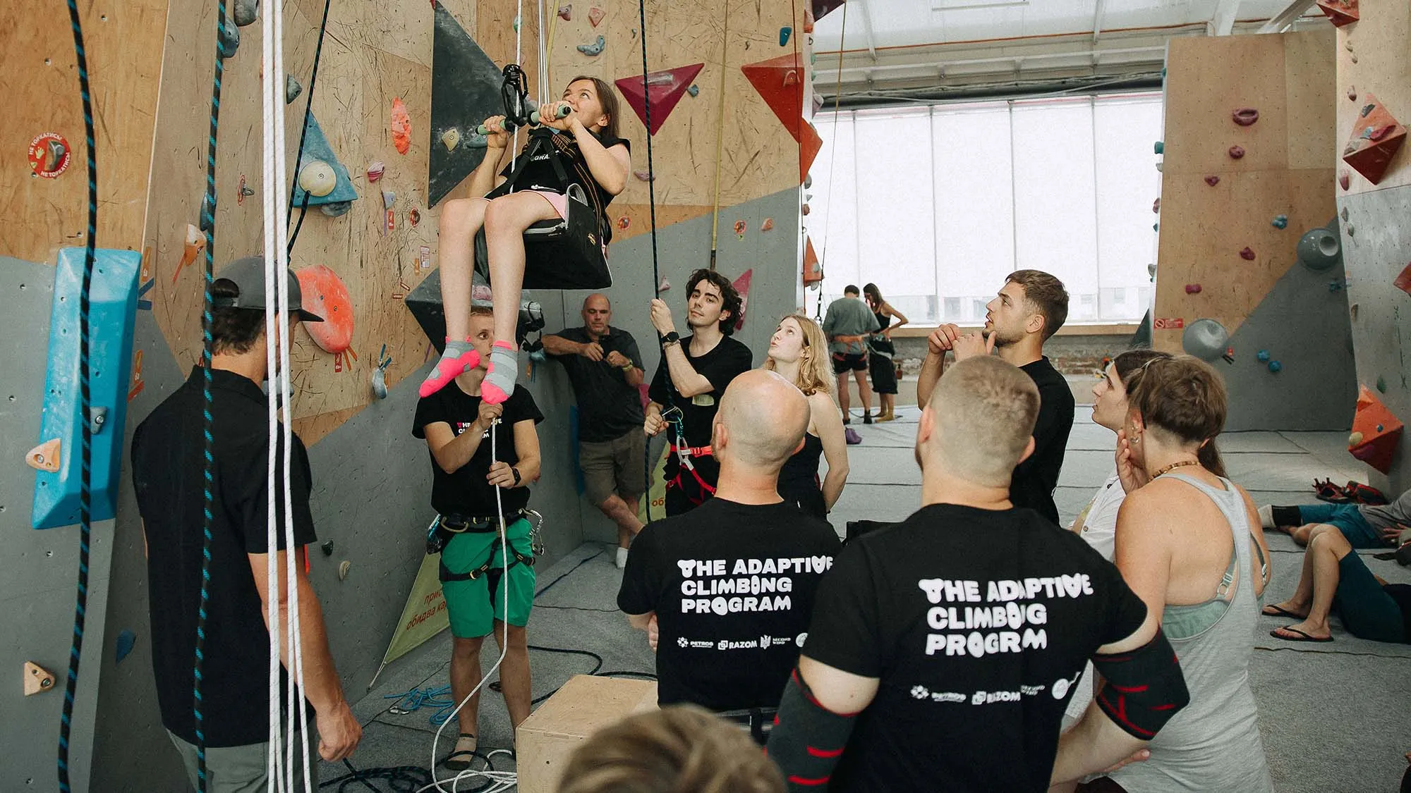 Veterans on an indoor climbing wall