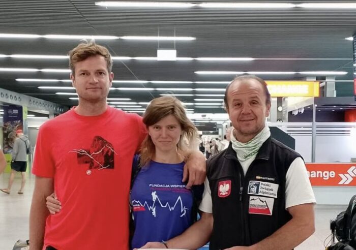The climbers as they departed Poland, at the airport. 