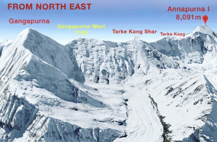 Google Earth image of the Annapurna Massif. 