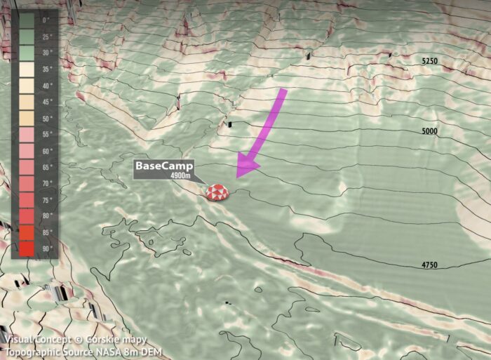 Map of Himlung area with several data.