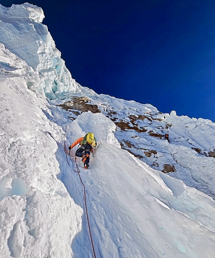 Opening the new route on the South Face of Chacraraju West.