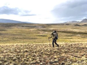 Hiking over the tundra on Baffin Island