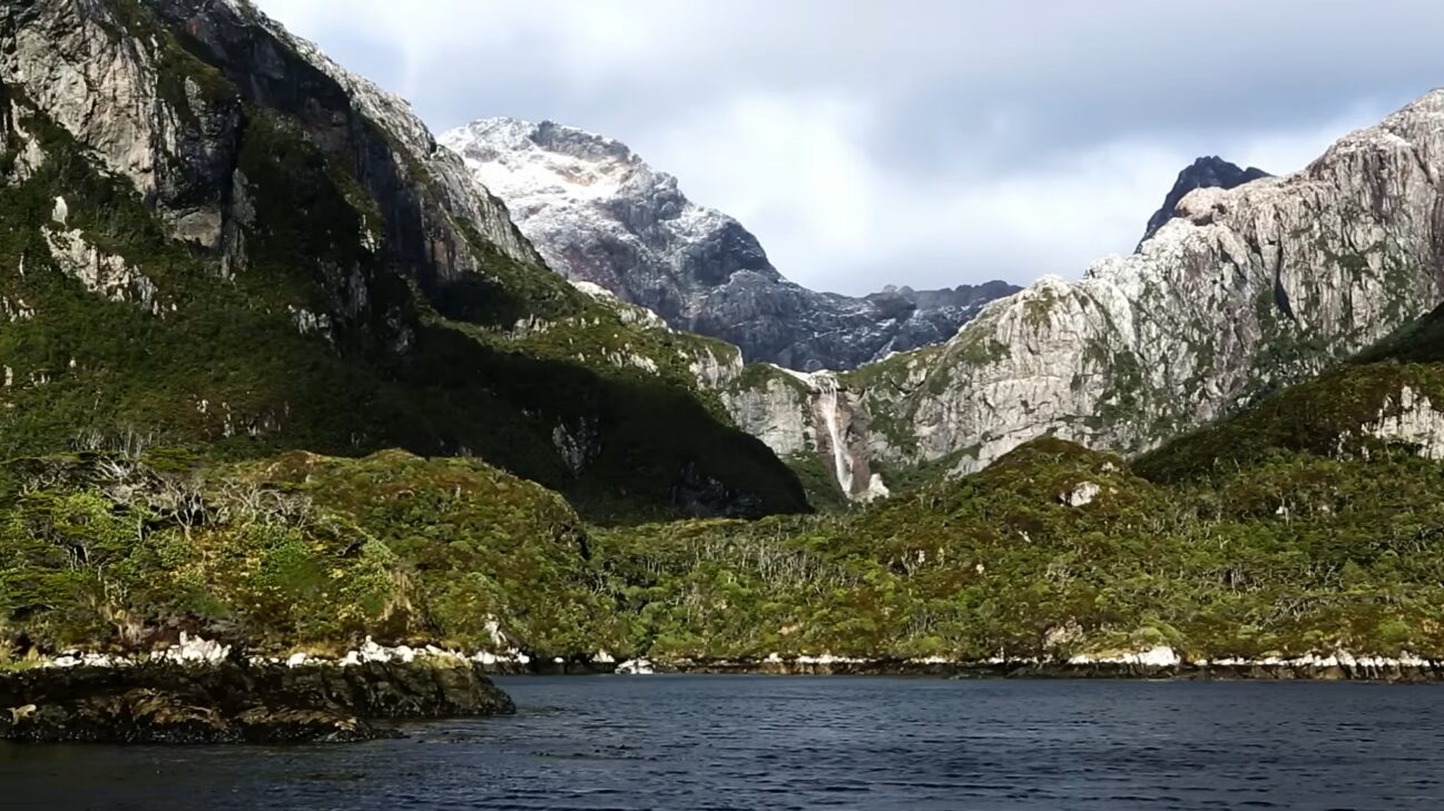 A green, mountainous island