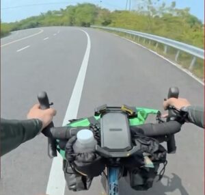view over the handlebars