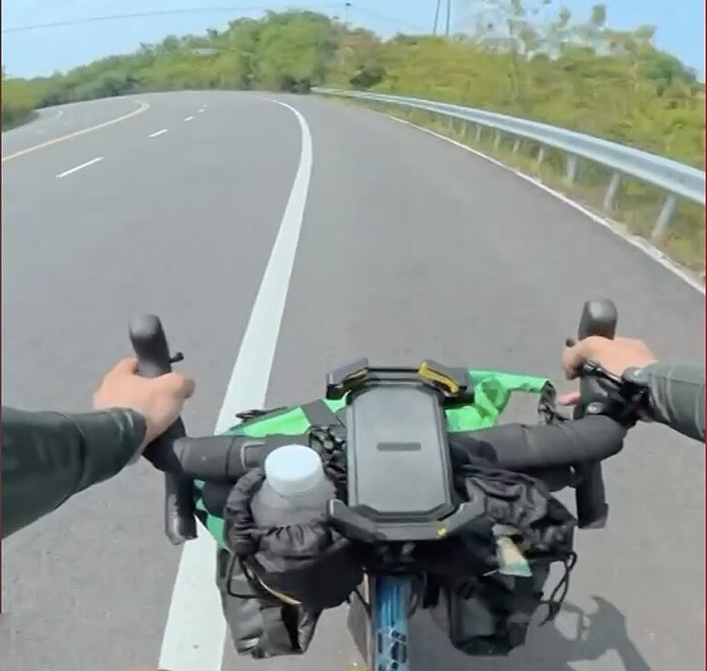 view over the handlebars