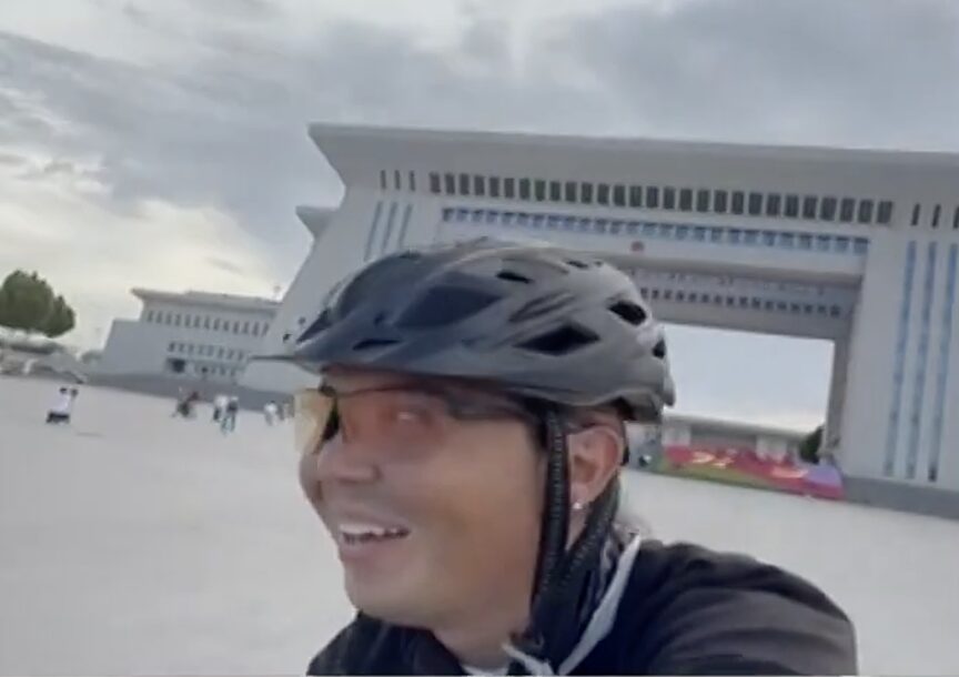 smiling cyclist