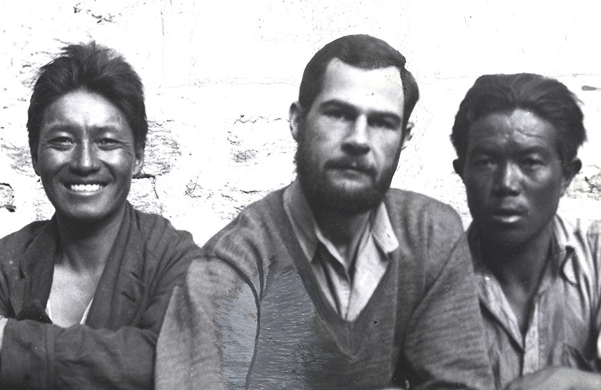 bw photo of three men