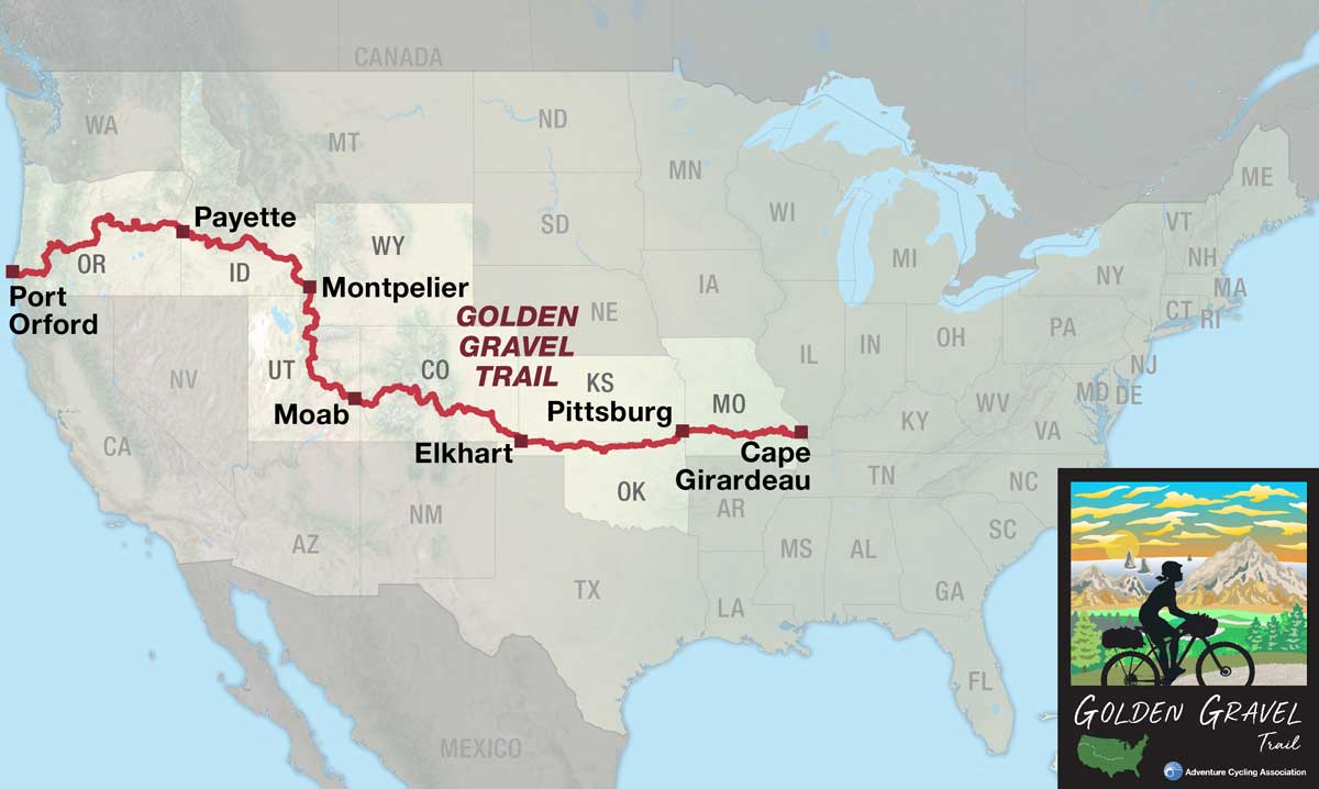 The Golden Gravel Trail route.