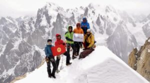 The Kyrgyz team on the summit of the Nameless Tower