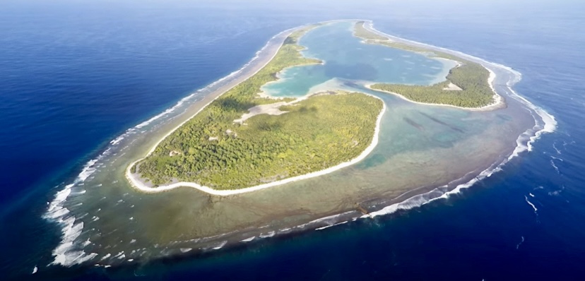 The uninhabited Nikumaroro Island in the Pacific Ocean.